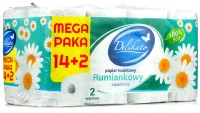 Papier toaletowy Delikato Rumiankowy - Mega paka 16 szt. 2W 148 listków biały z wytłoczeniem